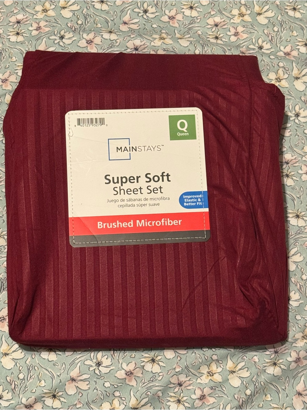 Mainstays Burgundy Brushed Microfiber Sheet Set